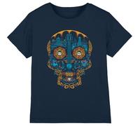 Coco Colorful Day of The Dead Skull with Miguel and Dante Unisex Kids T Shirt Camiseta, Azul Marino, 9-10 años para Niños