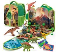 COCO&Friends Dinosaurios Juguetes Niños 3 años, Mochila Infantil con 12 Dinosaurios, Cartas y Tapete de Juego - Juguetes de Viaje Regalos para Niños 3 4 5 6 años
