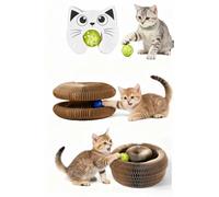 Coco Gato Rascador, Rascador para Gatos de Cartón, Rascador Interactivo Plegable con Campana, Juguete para Gatos Tipo Kitty Spin
