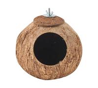 Coco Husk Bird Hut, refugio natural de concha, casa colgante, espacio de cría , diseño resistente a la intemperie, color café, para tortolitos, pinzones y decoración al aire libre