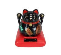 Coco Papaya Maneki Neko Gato de la Suerte japonés con energía Solar Negro 9 cm