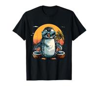 Coco Penguin Bird Beach Sunset Gafas de sol Amante del coco Camiseta