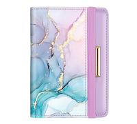 Coco Rossi Funda para Pasaporte de Viaje con Bloqueo RFID, Funda para Pasaporte, Color Oro Rosa, Bonitas Flores, Cartera para Pasaporte con Banda elástica para Mujer, mármol Degradado, Casual