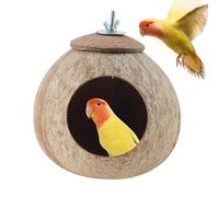 Coco Shell Bird House, Parrot Coco Nest Hut,Natural Coco Husk Birds Casa de Descanso | Decoración del hábitat de los Budgerigar para Amantes de los Animales para jardín, balcón, Sala de Estar