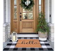 Coco Welcome - Cuadros En Blanco Y Negro con Capas De Búfalo Alfombras Limpia Felpudo Entrada Material Resistente Alfombra Baño para Baño Cocina Casa 40 X 60Cm
