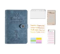 Cocoarm 100 Sobres para Ahorrar Dinero, Carpeta de Presupuesto de Piel Sintética, Organizador Compacto para Ahorrar Dinero en Efectivo, Perfecto para Planificación de Finanzas Personales (azul oscuro)