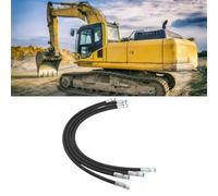 Cocoarm 2 Piezas Válvula Diversora de 3 Vías, Bloque de Conexión Auxiliar Hidráulico para Miniexcavadora de 1-2 Toneladas, con Mangueras Flexibles de 31 Pulgadas para Obras de