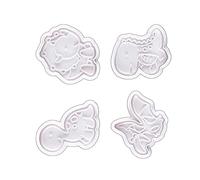 Cocoarm 4 Moldes para Hornear de Plástico para Fondant, Moldes para Pasteles, Forma de Dinosaurio para Galletas, Chocolate y Dulces, Fácil Desmoldar, Resistente Al Calor para Fiestas, Cumpleaños,