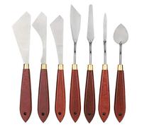 Cocoarm 7pcs / Colocados en una Paleta de Acero Inoxidable para la Mezcla Acrílica de Pintura Al óleo, Cuchillo de de Abedul de Abedul de Montaña, para Pintura de Mezcla de Raspador