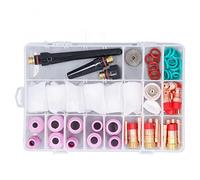 Cocoarm Accesorios para Pistola de Soldar Kit de Boquillas de Cerámica Juego de Consumibles de Antorcha de PTFE de Cobre con Vasos de Vidrio Abrazaderas de Electrodos Juntas Tóricas para Reparación de