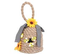 Cocoarm Adorno de Colmena Colmena Colgante de Cuerda de Cáñamo y Plástico 10 X 10 X 18 Cm con Decoración de Girasol y Abeja Pequeña para Decoraciones Colgantes de Pared de Ventana de Jardín (Panal