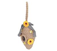 Cocoarm Adorno de Colmena Colmena Colgante de Cuerda de Cáñamo y Plástico 10 X 10 X 18 Cm con Decoración de Girasol y Abeja Pequeña para Decoraciones Colgantes de Pared de Ventana de Jardín (Panal