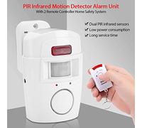 Cocoarm Alarma del Sensor de Movimiento PIR de Alarma de Seguridad Inalámbrica Sensores de Infrarrojos Duales 105dB Fuerte Siren 2 Controladores Remotos Consumo de Baja Potencia Compensación