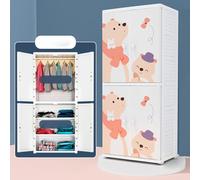 Cocoarm Armario para Bebés Armario de Almacenamiento para Bebés de Plástico PP, Puerta Doble con Barra para Colgar de Acero Inoxidable y Ruedas, Gran Capacidad, 58 Cm, para Guardería, Niños Pequeños