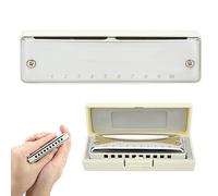 Cocoarm Bendeis HARP 10 Hole Blues Harmonica Professional Mouth Organ Stainless Steel ABS Resin Wind Instrument for Stage Performance with Ergonomic Design (WHITE)