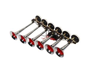 Cocoarm Bocina de Aire de 6 Trompetas, Material Metálico, Nivel de Sonido de 160 DB, Adecuada para Camiones y Barcos