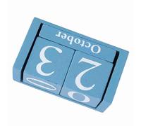 Cocoarm Calendario en Bloque, Calendario Perpetuo Vintage de Madera con Cubos de Madera Rústicos para Visualización de la Fecha del Mes en el Hogar y la Oficina (Blue)