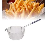 Cocoarm Cesta para Freír Profunda Cesta de Freír de Largo Espumadera de Acero Inoxidable con Diseño de Borde Suave para Pescado Nuggets de Pollo Papas Fritas Vegetales (de goma)