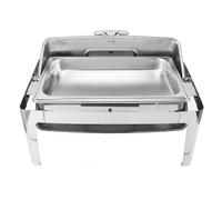 Cocoarm Chafing Dish Buffet Chafer de Acero Inoxidable 9L Calentador de Alimentos Rectangular con Tapa de Vidrio Calentamiento de Alcohol Espejo Pulido para Buffet Catering Hotel Brunch Party (SILVER)