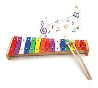 Cocoarm Colorido Niños Educativos 15 Notas Xilófono para Educación Temprana, Xilófono para Niños Pequeños de Metal, Piano de Knock a Mano para, 2 Batería para