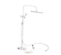 Cocoarm Combo de Ducha de Lluvia Combo de Ducha de Alta Presión con 4 Modos de Pulverización Diseño de Botón para el Baño (WHITE)