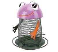 Cocoarm Comedero para Pájaros Colgante Arte del Hierro Comedero para Pájaros con Luz Solar 16 X 16 X 19 Cm Diseño de Rana Hierro Inoxidable para Patio Al Aire Libre Balcón Observación de Aves