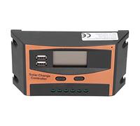 Cocoarm Controlador de Carga Solar, Controlador Solar ABS PWM 12 V 24 V con IP32 Impermeable, Doble USB, Pantalla Digital, 50 máx. para RV Cabina Fuera de la Red Uso de Batería de Plomo ácido (20A)