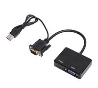 Cocoarm Convertidor Divisor VGA a VGA 2 Vías a Interfaz Multimedia de Alta Definición Divisor Adaptador de Monitor Dual con Salida de Audio USB para Laptop PC DVD TV (Black)