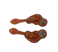 Cocoarm Correa de Espuela de Cuero Correa de Espuela Occidental Marrón Cuero de Vaca Genuino 25 Cm 9,8 Pulgadas Diseño de Hebilla de Diamantes de Imitación para Entrenamiento de Caballos Botas de