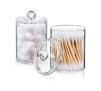 Cocoarm Dispensador de Soporte Qtip, Tarros de Baño, Juego de Tarros de Tocador, Bote Transparente de Plástico Ps, Contenedor de Maquillaje Transparente para Qtips, Hisopos de Algodón, Bolas,