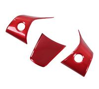 Cocoarm Embellecedor del Volante, Embellecedor de la Cubierta del Volante ABS, 3 Pegatinas Rojas para Decoración de Interiores, Protección contra Arañazos, Autoadhesivo, Apto para Modelo 3 Y 2017 2022