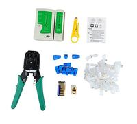 Cocoarm Engarzadora de Cables de Red, Kit de Probador de Cables de Red de Acero para Herramientas con Pelacables y Batería de 9 V, Tira de Prueba de Engarzado 3 en 1 para Técnicos RJ45 RJ11 RJ12