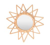 Cocoarm Espejo de Ratán Espejo de Maquillaje Retro de Ratán con Vidrio Plateado Diseño para Colgar en la Pared de Natural Reflejo Claro Ahorro de Espacio para Baño Tocador Vestidor (Estrella)