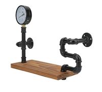 Cocoarm Estante de Pared de Hierro Forjado con Estante de Tubería Industrial de Madera Carbonizada, de Almacenamiento Montado en la Pared, Ahorro de Espacio, Carga Pesada para Baño, Sala de Estar,