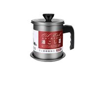 Cocoarm Filtro de Residuos Bote de Aceite Filtro de Acero Inoxidable Olla de Aceite Recipiente de Grasa de Gran Capacidad con Colador y Anti Escaldaduras para Cocinar Freír Uso en la Cocina (1.7L
