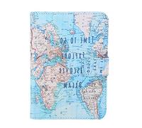 Cocoarm Funda de Pasaporte en Piel PU, Protector de Pasaporte Estuche para de Viaje con Diseño de Impresión DIY para Tarjetas de Crédito, Boletos e Identificación (Mapa)