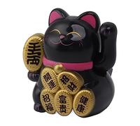 Cocoarm Gato de la Suerte con Energía Solar, Gato Que Ondea con Energía Solar, 2 Pulgadas, Luz de Ondulación Automática, Detección de Riqueza de la Suerte, para el Hogar, Oficina, Escritorio, (Black)