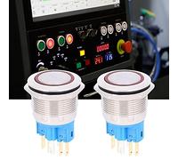 Cocoarm Interruptor de Botón de Metal de 22 Mm Botón de Bloqueo Automático de 6 Pines de Acero Inoxidable DC3 a 6 V Diseño de Anillo IP65 para Paneles de Control Reparación de Equipos y Uso de (rojo)