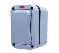 Cocoarm Interruptor de Luz Exterior, Interruptor Eléctrico de 1 Gang ABS Impermeable con Luz Indicadora de Energía para Césped Balcón Jardín Patio Sitio de Construcción