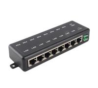Cocoarm Inyector PoE Pasivo Fuente de Alimentación PoE de Plástico de 8 Puertos CC de 12 V a 48 V para Cámaras IP y Divisor Midspan de 10 100 Mbps para Configuración de Red Seguridad en la Oficina
