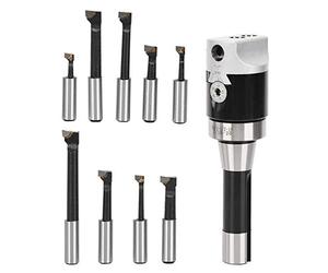 Cocoarm Juego de Cabezales de Mandrinado de 2 Pulgadas, Herramienta de Mandrinado de Vástago R8, 9 Piezas con Tornillo de Avance Micrométrico, Graduación de 0,001 Pulgadas, Orificio de de 1,2 para