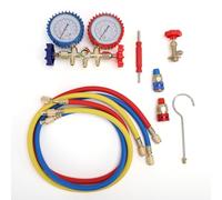 Cocoarm Juego de Manómetros de Colector de CA, Kit de Diagnóstico de Calibre Doble de Aleación Forjada para R134a R22 R12 R502, Mangueras de 500 PSI, 1/4 SAE para Servicio de CA Automotriz y Doméstico