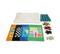 Cocoarm Juego de Mesa 8 en 1, Mesa de Juegos Portátil de Plástico con Ajedrez y Damas, Tableros de Doble Cara, 3 Dados para Niños, Viajes Familiares, Fiestas en Casa, Edades 3 Años o Más