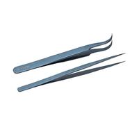 Cocoarm Juego de Pinzas, Pinzas de Precisión de Aleación de Aluminio con Puntas Curvas y Rectas, Herramienta Manual de Punta Fina Antimagnética para Soldadura de PCB, Reparación Electrónica bajo