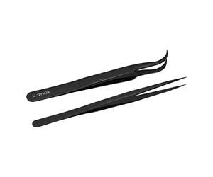 Cocoarm Juego de Pinzas, Pinzas de Precisión de Aleación de Aluminio con Puntas Curvas y Rectas, Herramienta Manual de Punta Fina Antimagnética para Soldadura de PCB, Reparación Electrónica bajo