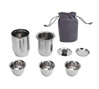 Cocoarm Juego Pequeño de Tetera de Viaje, Juego de té de Viaje de Titanio Puro, Portátil de Kung Fu con Doble Capa Aislante y Capacidad de 300 Ml para Amantes del té en Movimiento