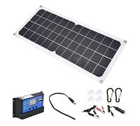 Cocoarm Kit de Cargador de Panel Solar de 10 W, Panel Solar Monocristalino con Controlador de 60 A, Puertos USB Hembra Duales, Salida de 12 V, Placa de Carga Compacta para RV, Camping, Viajes