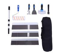 Cocoarm Kit de Herramientas de Cemento Autonivelante, Raspador de Pintura para Suelos, Llana y Rodillo con Pértiga de Extensión para la Construcción de Suelos de Cemento y Resina
