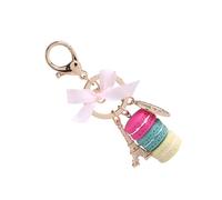 Cocoarm Lindo Llavero de Aleación Macaron, Colgante de Resina Colorido con Torre para Bolsos, para Mujeres (Rosa roja)