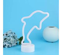 Cocoarm Luz de Neón de Delfín, Luz Nocturna LED de PVC, CC de 4,5 V, Lámpara de Decoración de Mesa Alimentada por Batería con Base Redonda, Brillo Suave para Dormitorio, Guardería, Escritorio,
